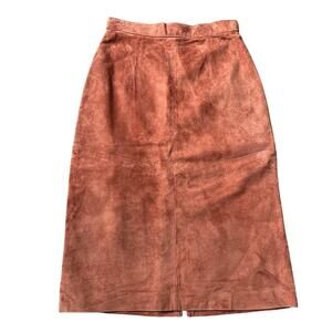 Women’s 4 Evan Davies NWT Rust Pig Suede Skirt 100% Leather 90s Vintage